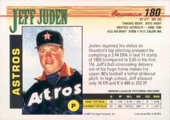 1993 Bowman #180 Jeff Juden Back