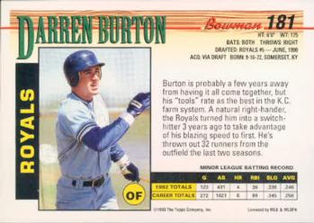 1993 Bowman #181 Darren Burton Back
