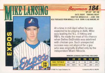 1993 Bowman #184 Mike Lansing Back