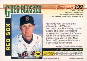 1993 Bowman #199 Greg Blosser Back