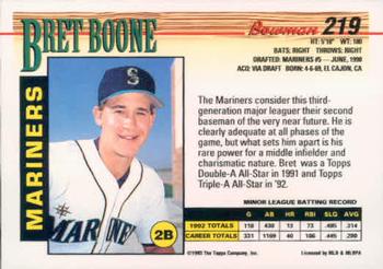 1993 Bowman #219 Bret Boone Back