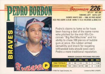 1993 Bowman #226 Pedro Borbon Back