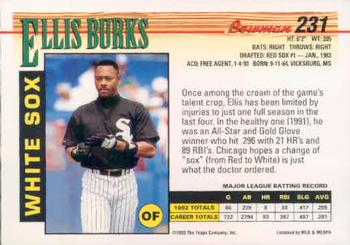 1993 Bowman #231 Ellis Burks Back