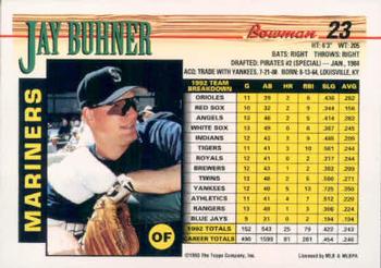 1993 Bowman #23 Jay Buhner Back