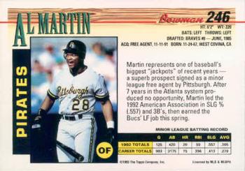 1993 Bowman #246 Al Martin Back