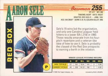 1993 Bowman #255 Aaron Sele Back
