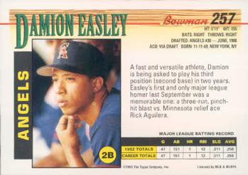 1993 Bowman #257 Damion Easley Back