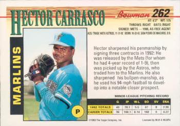 1993 Bowman #262 Hector Carrasco Back