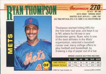 1993 Bowman #270 Ryan Thompson Back