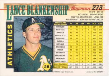 1993 Bowman #273 Lance Blankenship Back