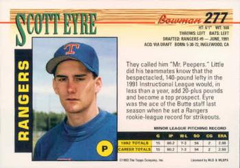 1993 Bowman #277 Scott Eyre Back