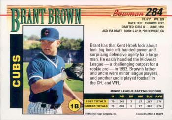1993 Bowman #284 Brant Brown Back