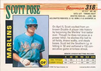 1993 Bowman #318 Scott Pose Back