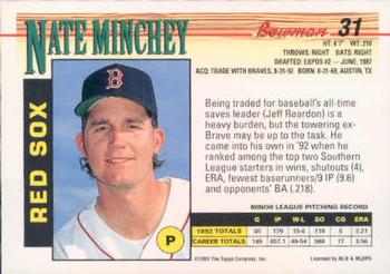 1993 Bowman #31 Nate Minchey Back
