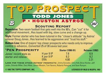 1993 Bowman #352 Todd Jones Back