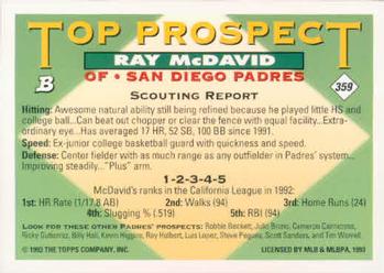 1993 Bowman #359 Ray McDavid Back