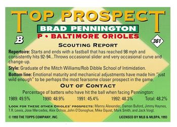 1993 Bowman #361 Brad Pennington Back