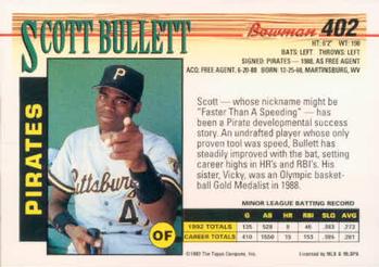 1993 Bowman #402 Scott Bullett Back