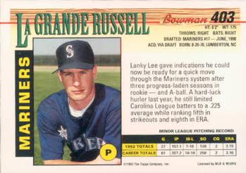 1993 Bowman #403 LaGrande Russell Back