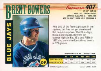 1993 Bowman #407 Brent Bowers Back