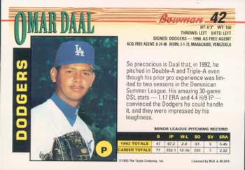 1993 Bowman #42 Omar Daal Back