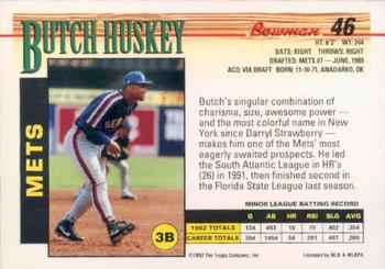 1993 Bowman #46 Butch Huskey Back
