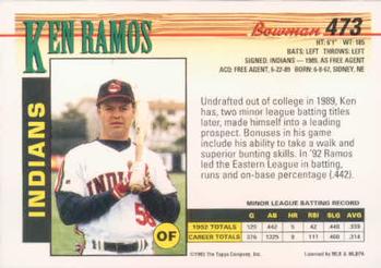 1993 Bowman #473 Ken Ramos Back