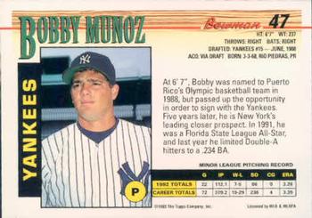 1993 Bowman #47 Bobby Munoz Back