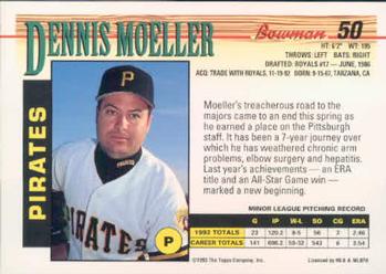 1993 Bowman #50 Dennis Moeller Back