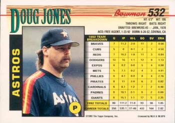 1993 Bowman #532 Doug Jones Back