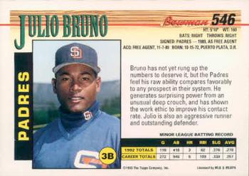 1993 Bowman #546 Julio Bruno Back