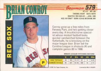 1993 Bowman #579 Brian Conroy Back