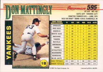 1993 Bowman #595 Don Mattingly Back