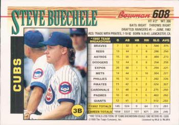 1993 Bowman #608 Steve Buechele Back