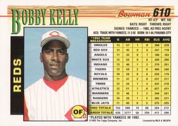1993 Bowman #610 Bobby Kelly Back