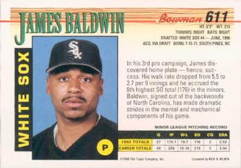 1993 Bowman #611 James Baldwin Back