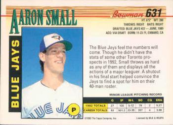 1993 Bowman #631 Aaron Small Back