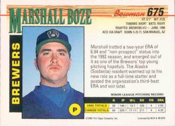1993 Bowman #675 Marshall Boze Back