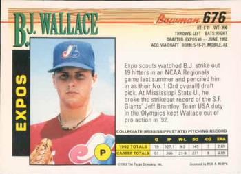 1993 Bowman #676 B.J. Wallace Back