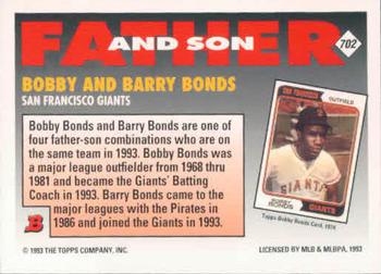 1993 Bowman #702 Bobby Bonds / Barry Bonds Back