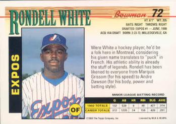 1993 Bowman #72 Rondell White Back