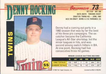 1993 Bowman #73 Denny Hocking Back