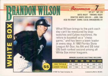 1993 Bowman #7 Brandon Wilson Back