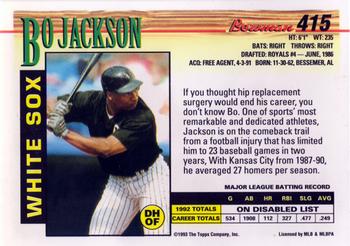 1993 Bowman #415 Bo Jackson Back