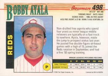 1993 Bowman #498 Bobby Ayala Back