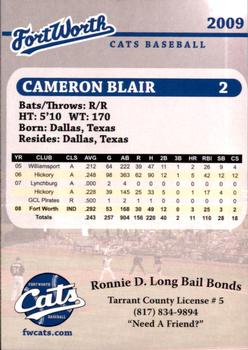 2009 Fort Worth Cats #NNO Cameron Blair Back