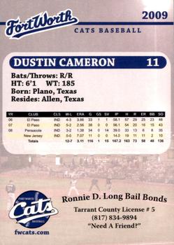 2009 Fort Worth Cats #NNO Dustin Cameron Back