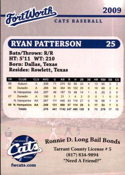 2009 Fort Worth Cats #NNO Ryan Patterson Back