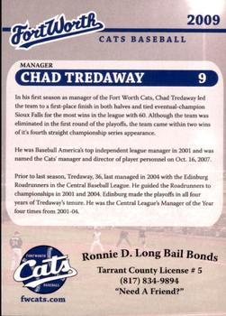 2009 Fort Worth Cats #NNO Chad Tredaway Back