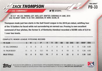 2020 Topps Pro Debut #PD-33 Zack Thompson Back